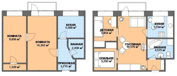 Варианты переделки хрущевок: 1, 2, 3, 4 — х комнатные, фото до и после