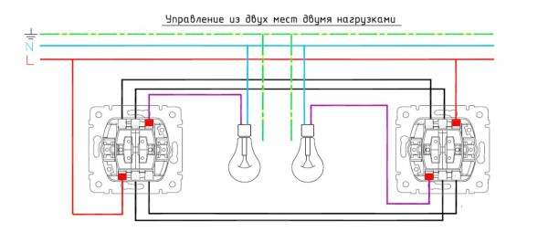 Как подключить проходной выключатель (управление светом из двух и более точек)