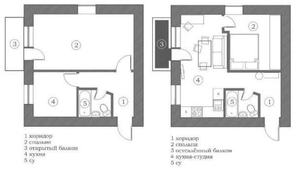 Варианты переделки хрущевок: 1, 2, 3, 4 — х комнатные, фото до и после