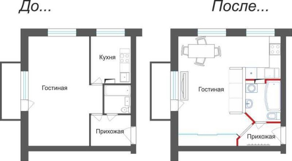 Варианты переделки хрущевок: 1, 2, 3, 4 — х комнатные, фото до и после